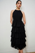 Black Sleeveless Ruffled Dress - Image 3