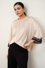 Cream Charm Modal Satin Top