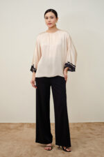 Cream Charm Modal Satin Top - Image 4