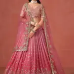 Fantastic Georgette Zari Embroidered Peach Lehenga Choli For Women
