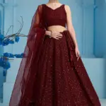 Georgette Thread Embroidered Work Maroon Monochrome Lehenga Choli