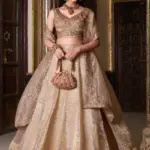 Golden Color Plain Silk Lehenga With Zari Embroidered Work Blouse