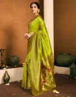 Green Silk Woven Paithani Saree - Image 4