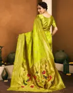 Green Silk Woven Paithani Saree - Image 5