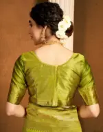 Green Silk Woven Paithani Saree - Image 6