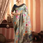 Light Blue Organza Jacquard Woven Saree