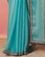 Light Blue Tissue Silk Sequence Lace Saree - Image 5