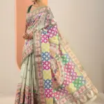 Multi Printed Silk Saree With Unstitched Blouse Piece
