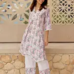 Multicoloured Printed Cotton A-Line Kurta With Palazzos