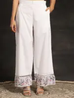 Multicoloured Printed Cotton A-Line Kurta With Palazzos - Image 8