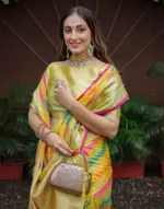 Multicoloured Silk Woven Saree - Image 2