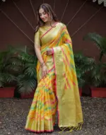 Multicoloured Silk Woven Saree - Image 5