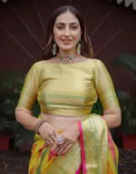 Multicoloured Silk Woven Saree - Image 8