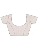 Off White Printed Silk Blend Saree With Unstitched Blouse Piece - Image 7