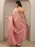 Peach Woven Design Silk Blend Saree With Unstitched Blouse Piece - Image 3