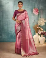 Pink Silk Woven Banarasi Saree