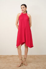 Poppy Red Halter Dress - Image 3