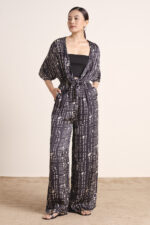Printed Monochrome Modal Satin Jumpsuit - Image 4