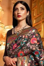 Raven Black Banarasi Saree - Image 2