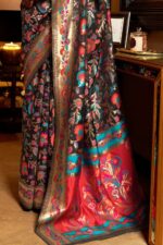 Raven Black Banarasi Saree - Image 4