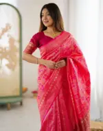 Red Silk Woven Banarasi Saree - Image 3