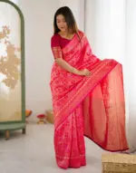 Red Silk Woven Banarasi Saree - Image 6
