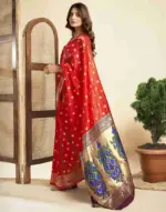Red Silk Woven Paithani Saree - Image 5