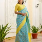 Sky Blue Silk Woven Banarasi Saree