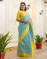 Sky Blue Silk Woven Banarasi Saree