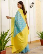 Sky Blue Silk Woven Banarasi Saree - Image 6
