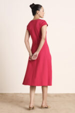 Striking Red Midi Dress - Image 4