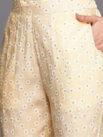 Yellow Yoke Design Silk Blend Straight Kurta With Trousers & Dupatta - Image 6